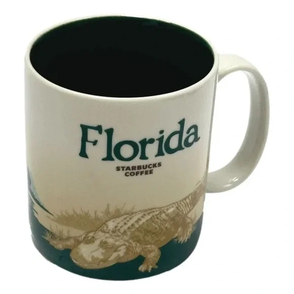Starbuck Mug Florida 16 Fl Oz 2011 Collector Series Alligator Ceramic - Picture 2 of 7
